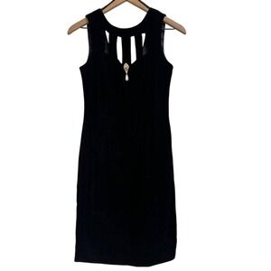 Womens Velvet Brooch‎ Dress Size S Black Goth Coquette Holiday Formal